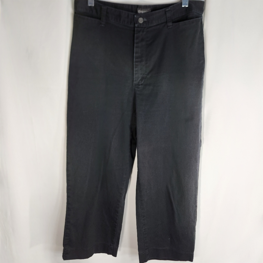 Riders Stretch Black Cotton Blend Wide Leg Capri Pants Size 10 M w/Pockets